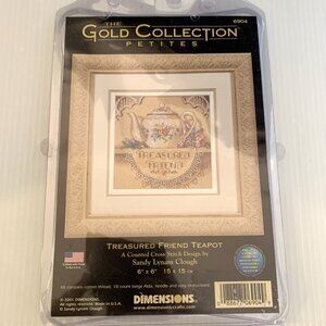 Dimensions Gold Collection Counted Cross Stich Kit Treasured Friend Teapot 6904